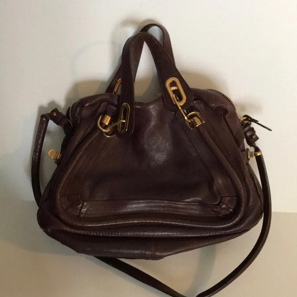 Vintage Chloe Paraty Plum Leather Gold Brass Hardware - Picture 1 of 9